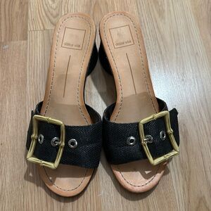 Dolce Vita Black Heels with Gold Buckle